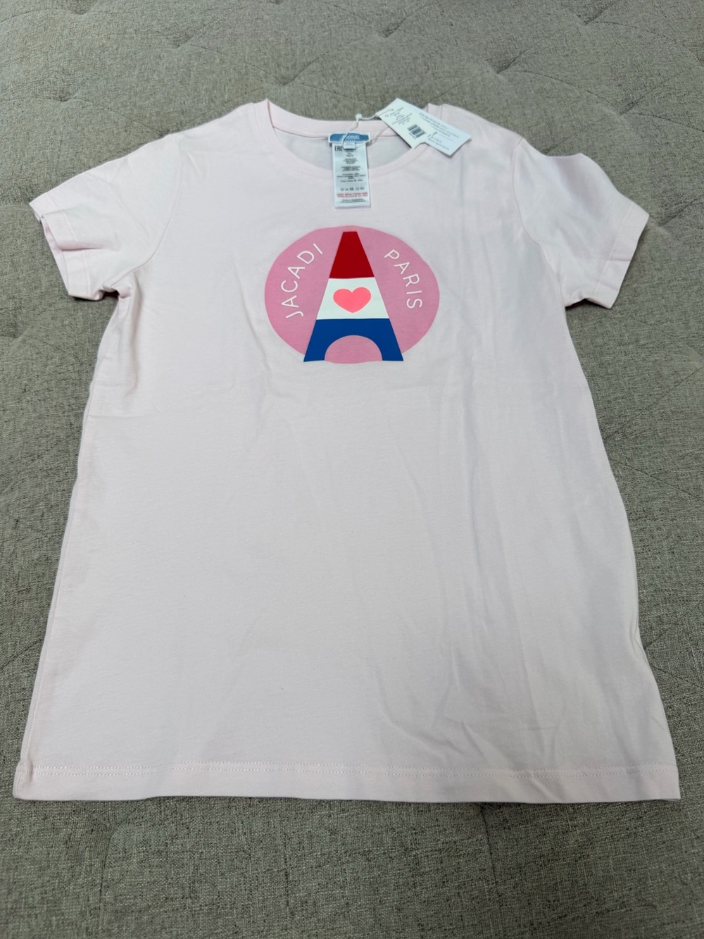 NWT JACADI PARIS EIFFEL TOWER LIGHT PINK T-SHIRT SIZE 12